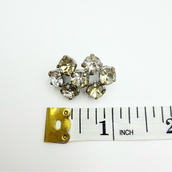 Vintage Mid Century Mini Rhinestone Silver Tone Brooch Pin Made in Germany - Picture 7 of 7